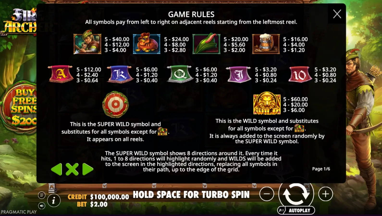 Fire Archer demo rules